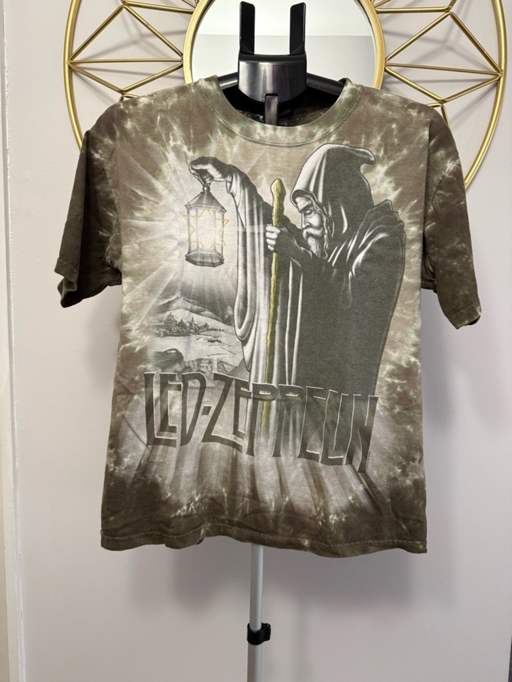 Vintage 2006 Led Zeppelin Tie Dye Hermit Graphic Band Rock Tshirt Medium Y2K